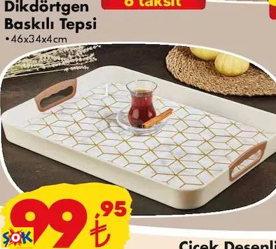DİKDÖRTGEN BASKILI TEPSİ